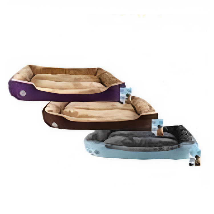 Faux Fur Pet Bed Rectangle 90cm x 70cm x 18cm Extra Large asstd (Pack of 3)