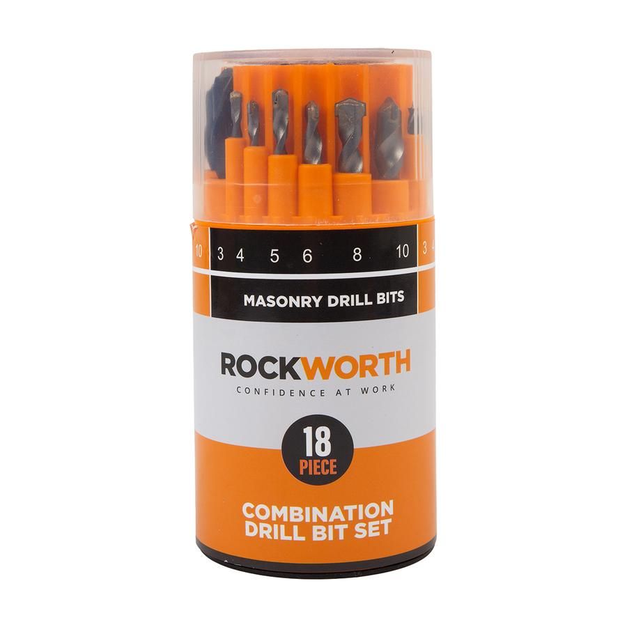 Rockworth Drill Bit 18 Piece Set Metal Wood Masonry - 4 Pack