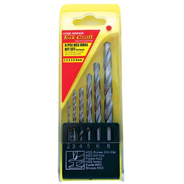 Drill Bit Set 6Pc Hss Roll Forged 2-8Mm