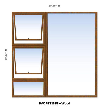 Window PVC Top Hung PTT1515 2 Vents Wood Finish-w1490xh1490mm