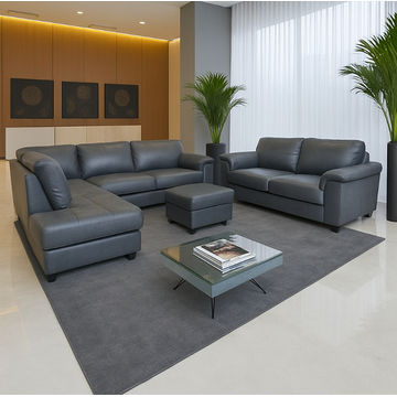Urban Curve Leather Lounge Suite Right Sided