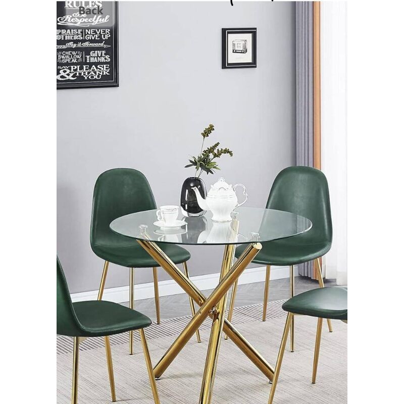 Asher 80cm 4 seater round glass dinning table with gold legs​