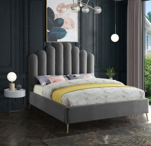 Rudy Sleigh Bed Double -Grey