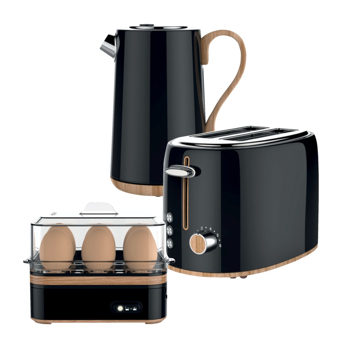 Swan Black Wooden Breakfast Pack-SWTP1BLK
