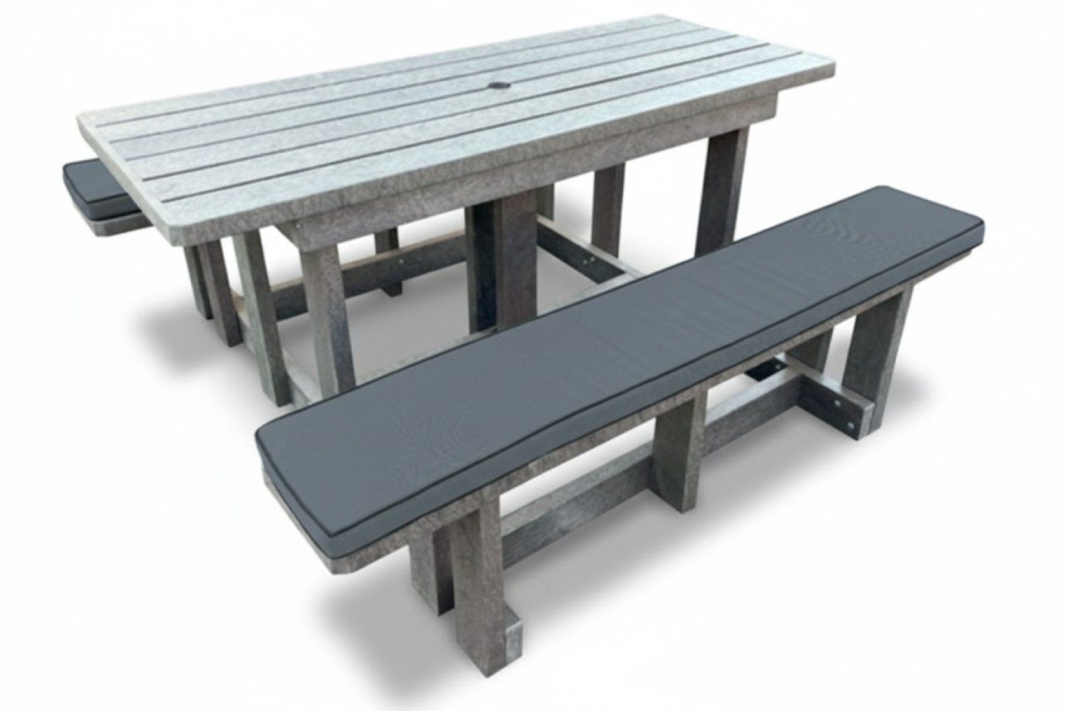 Recycled Plastic Picnic Table 6-Seater (Charcoal Cushions)