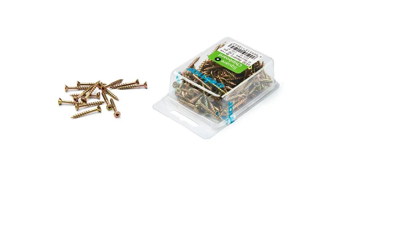 Chipboard Screws, Square, No.6, 3.5mm x 30mm, 170 Pieces (4 pack) BY WOODLY