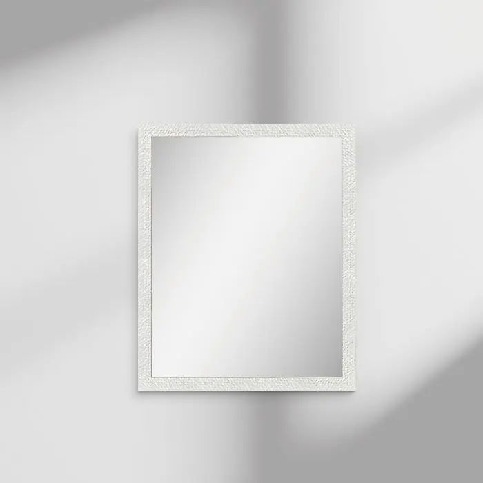 Woodly Mirror, White, Textured, 600mm x 400mm