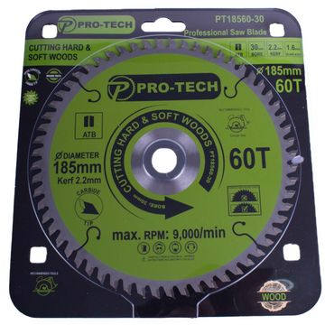Pro-Tech - Saw Blade Tct 185 x 2.2 x 30 x 60T Wood Prof.