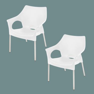 Dublin Café Chair/Patio Chair/ Garden Chair / Stacking Chair - WHITE - Set of 2