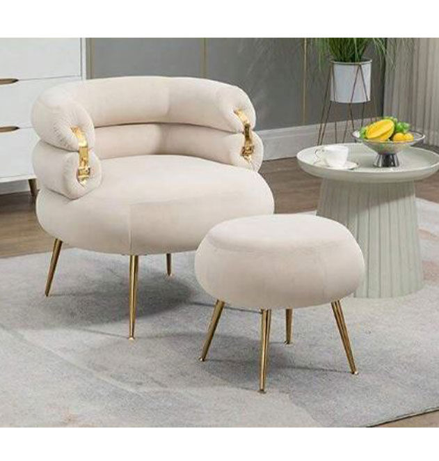 Ariah Upholstered Tufted Armchair With Foot Stool- Pink