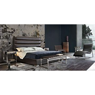 Fio Furniture Extra Queen Size Sleigh Bed Semi leather