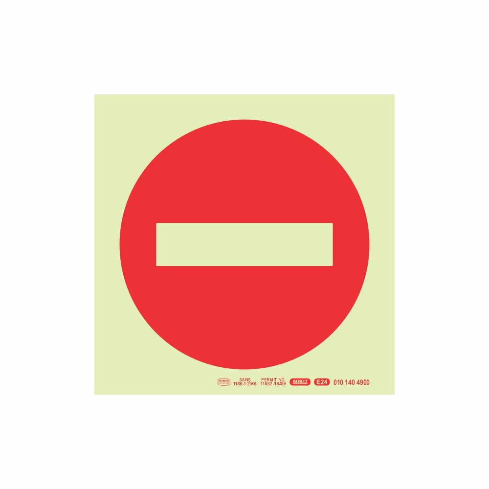 Photoluminescent 190MM Saftey Sign - NO ENTRY Symbol