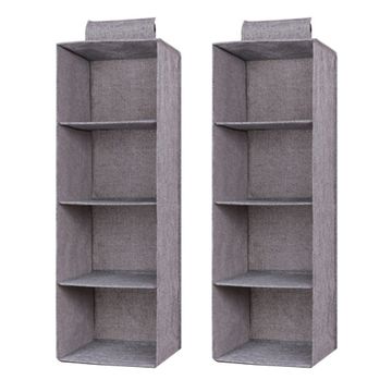 2Pcs Collapsible 4 Tier Closet Hanging Organizer