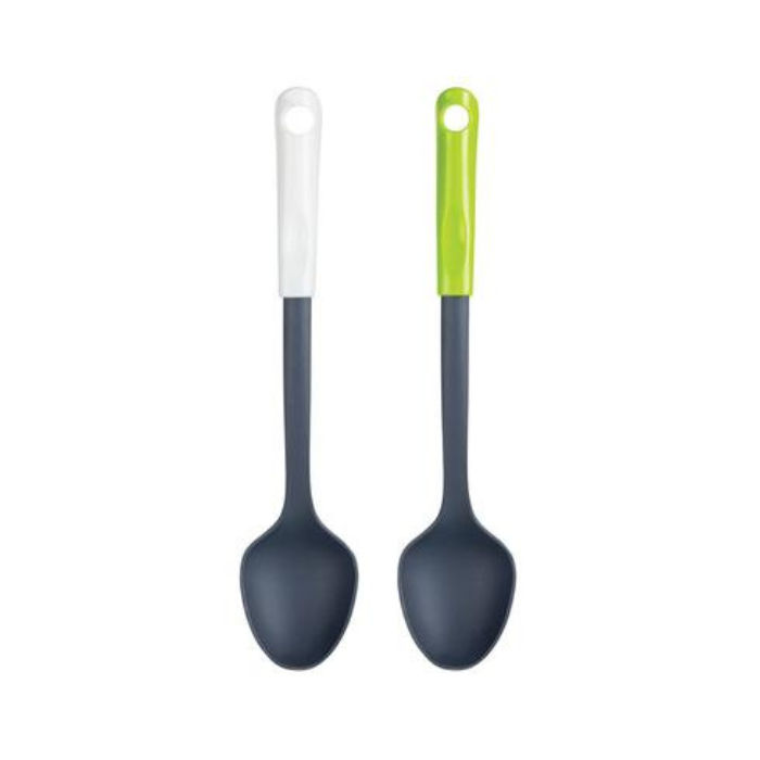 Kitchen Tool Nylon Solid Spoon Assorted Colours (Pack of 2)