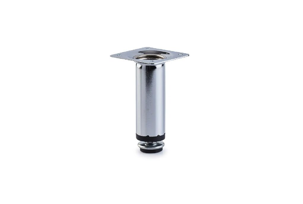 Round Tube Leg, Adjustable, H100mm x 30mm, Chrome Plated (4 Pack) BY WOODLY