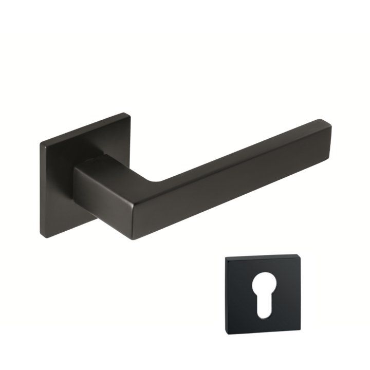 Modern Square Lever Handle on Square Rose