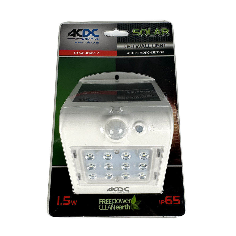 ACDC - Solar LED Wall Light With PIR Sensor And Solar Panel