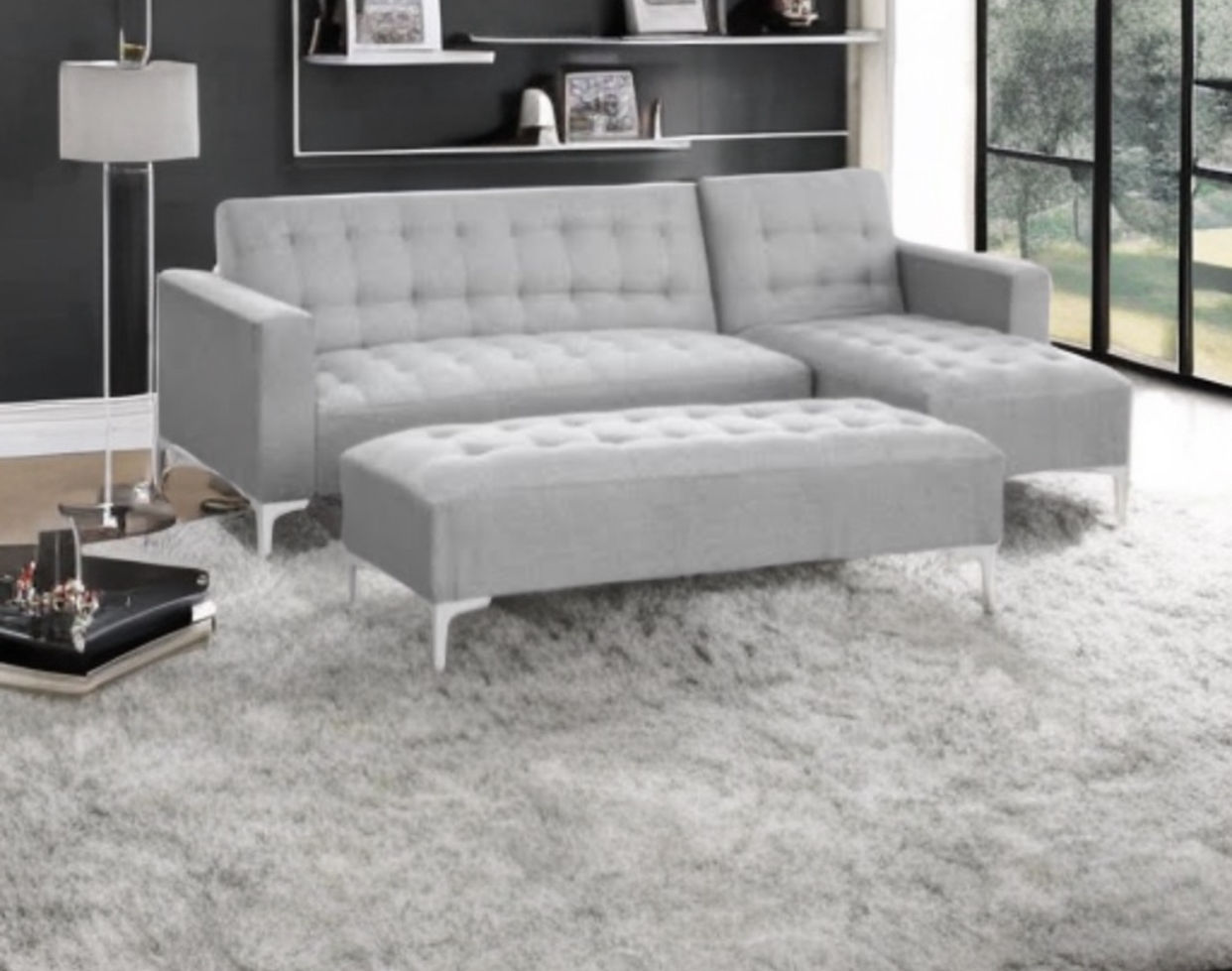 IG Furn- Lily Upholstery Corner Sleeper Couch Grey