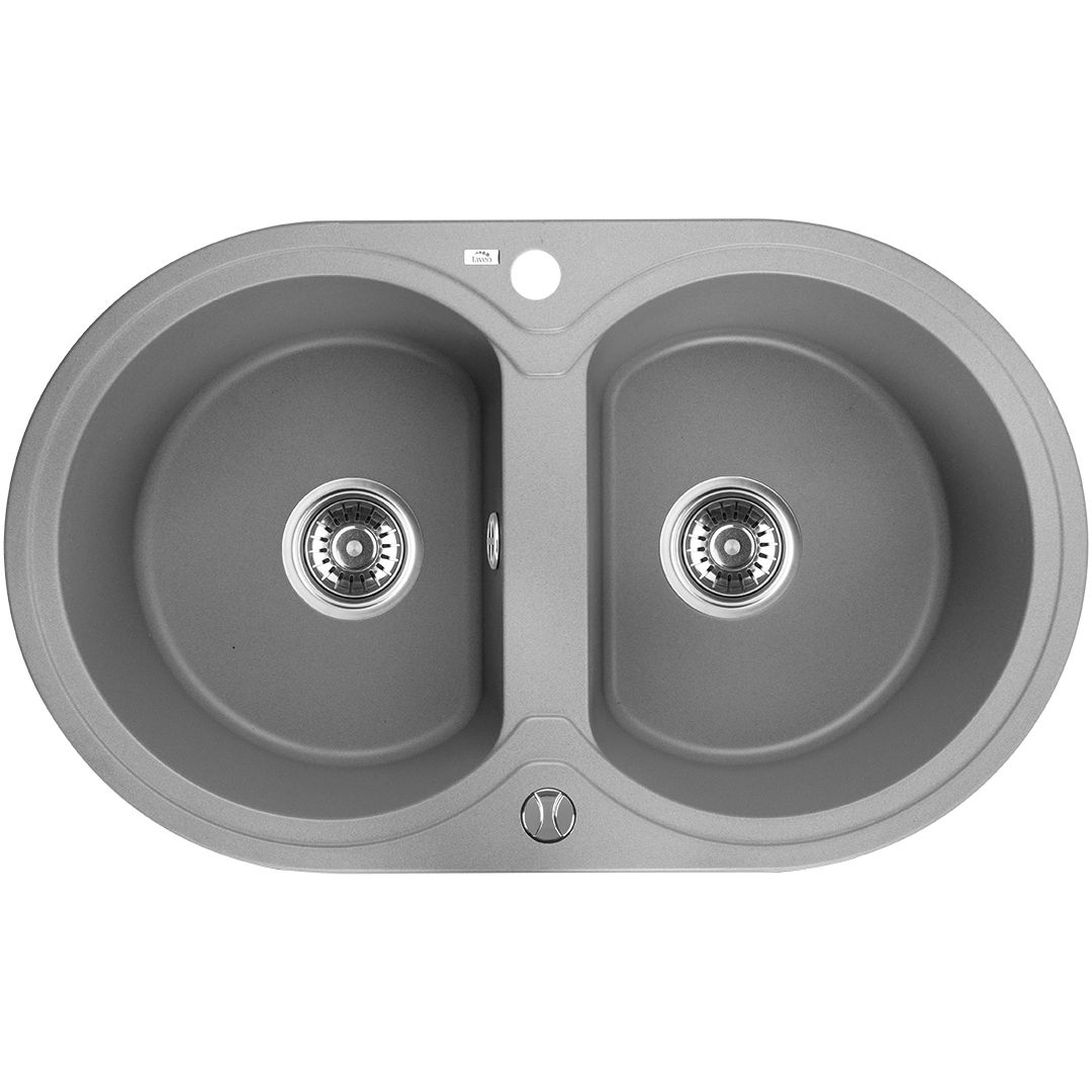 Laveo Dafne Granite Sink 2 Bowl - Grey