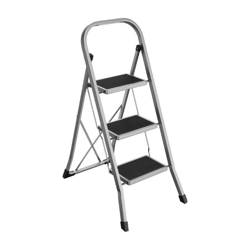 Songmics 3-Step Folding Step Ladder, Grey