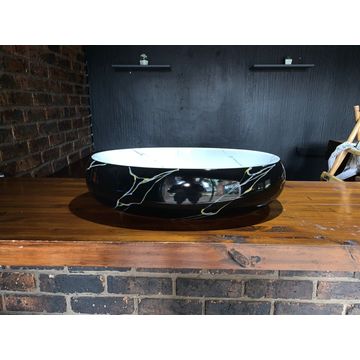 Basin, Black and white with gold marbled