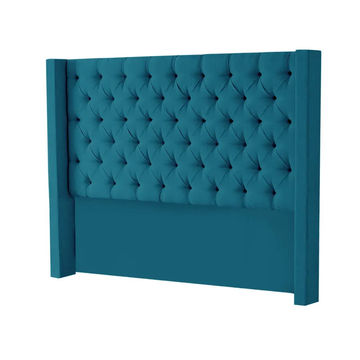 Hena Tufted Wingback Velvet Headboard - Blue - Single