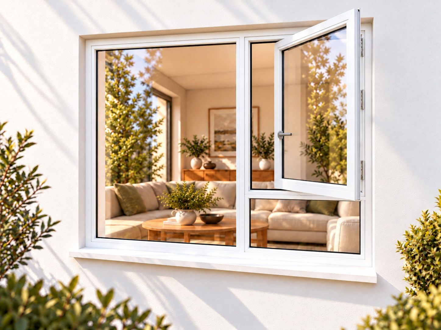 Kenzo Premium Side-Hung Aluminium Window - White, 1500 1500 mm, Right Side Opener with Fixed Bottom Pane