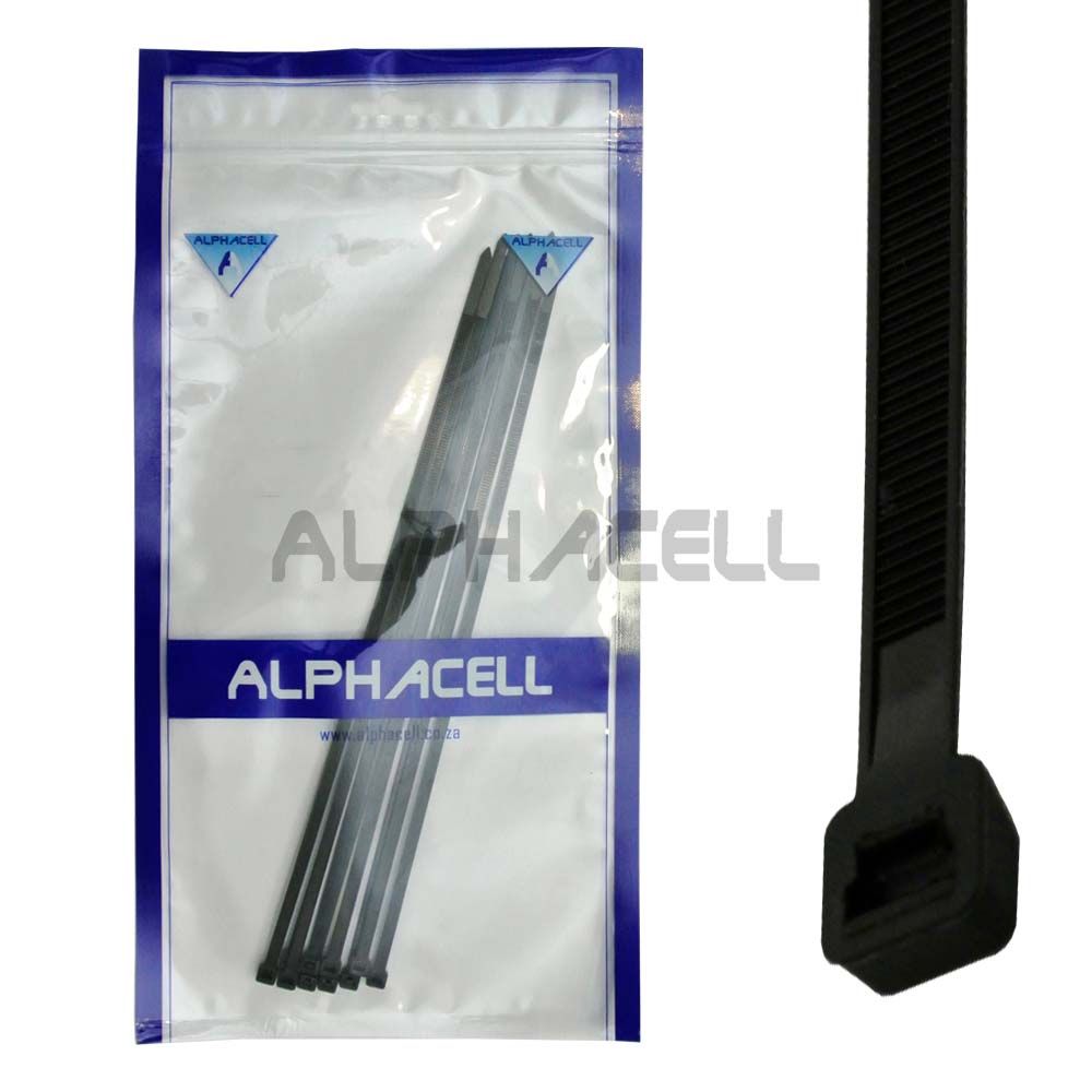 CABLE TIE - 300mmx4.8mm BLACK - 10 pack