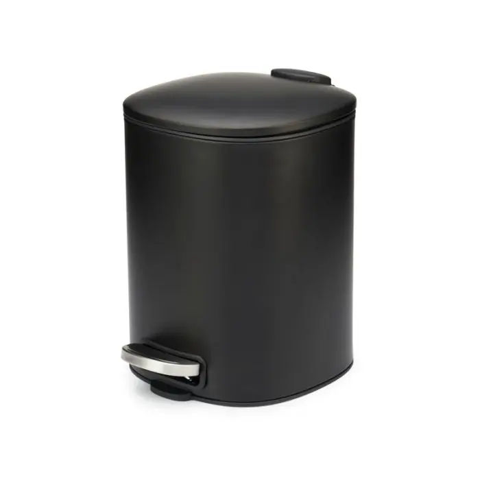 Woodly Pedal Bin with Soft Close, Metal, Square, Black, 5 Litre