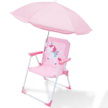 Childrens Camping Chair With Umbrella - Pink