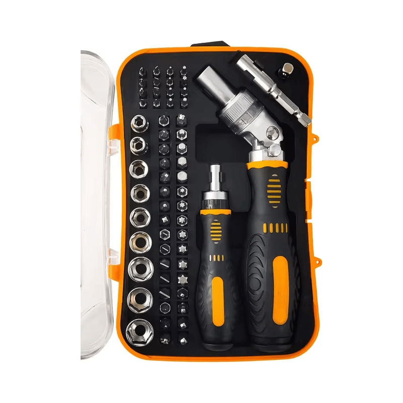 61pcs Socket Screwdriver Bit Set With Rotatable Ratchet Handle and Storage Case