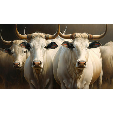 Canvas Wall Art - Canvas Wall Art – Three Big Brahman Bulls - B1153 - [120 x 80 cm]