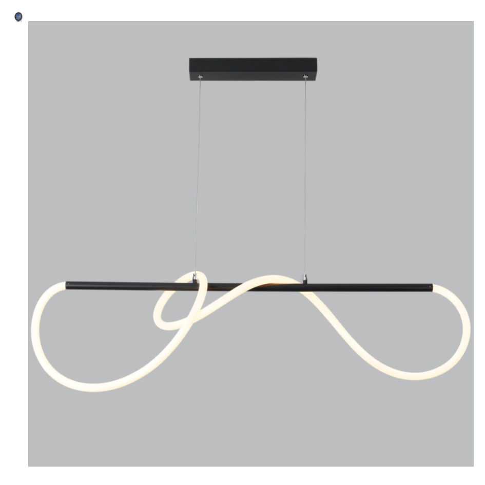 Matt Black Metal and Flexible LED Silicone Tubing Pendant