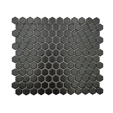 Mosaic Porcelain - Small Black Hexagon - 300x260 (per sheet)
