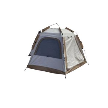 Instant Pop-Up Camping Tent, Grey and Brown, 4-Person Outdoor Shelter with Mesh Window(2.4mx2.7m)