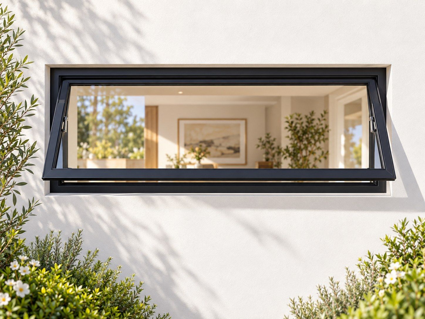 Kenzo Premium Top-Hung Aluminium Window - Black, 900 400 mm, Single Opener, Clear Glass