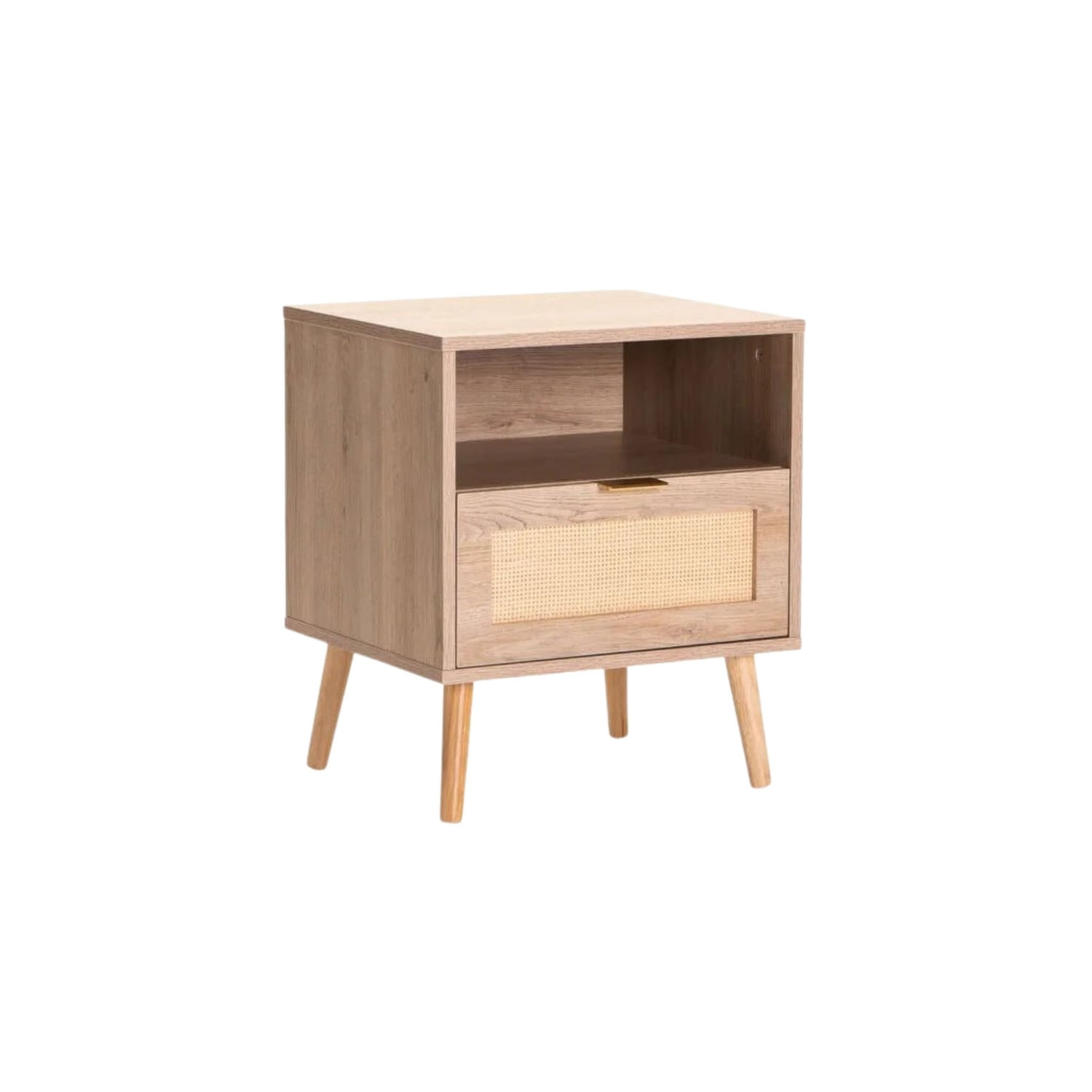 Rustic 1 Drawer Rattan Bedside Pedestal