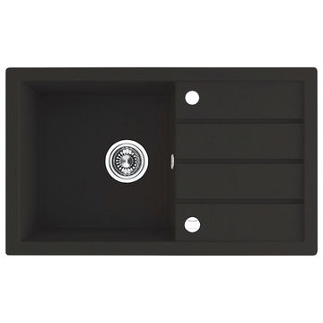 Trzynastka Granite Sink 1 Bowl with Drainer - Black