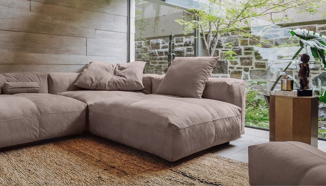 Figure It Out Furniture Leather U-Shape L Sofa Modular Faux Leather - Grey