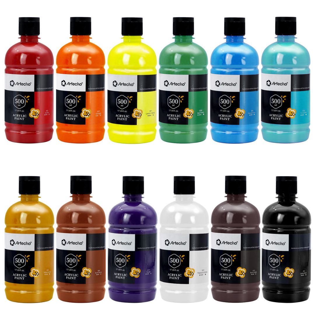 Artecho Acrylic Paint 12 colours - 500ml