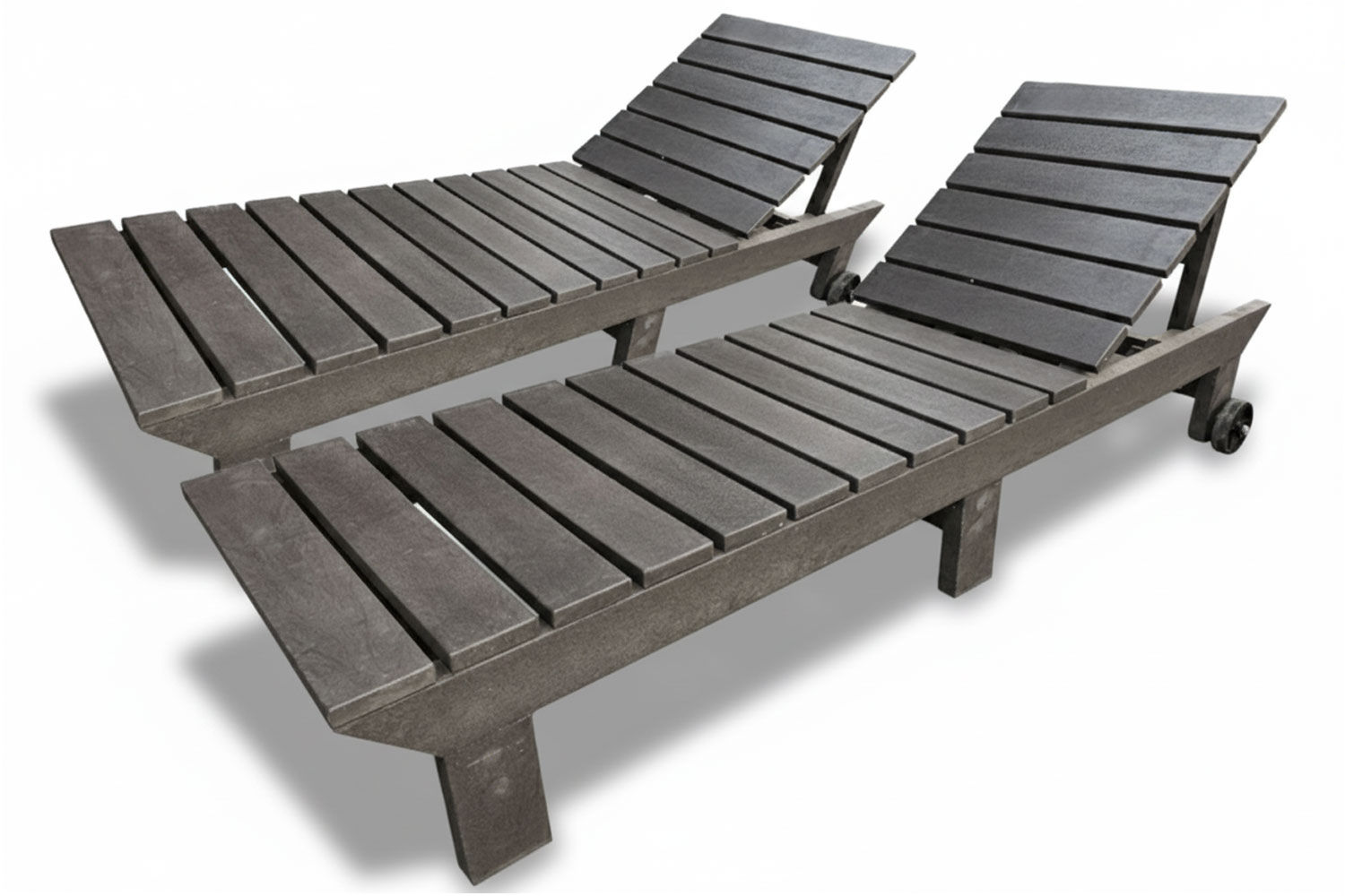 Royal Recycled Plastic Sun Lounger Set 2-Piece (Brown, demo Beige Royal Cushions)