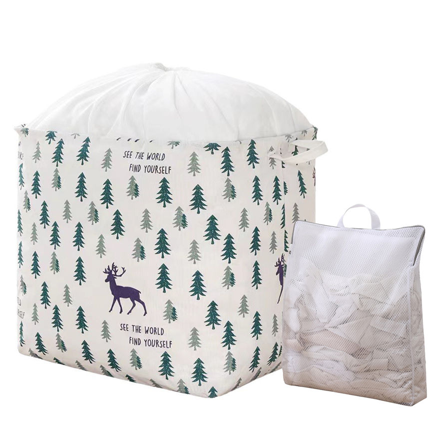 Linen Laundry Basket Collapsible Dustproof with Laundry Bag