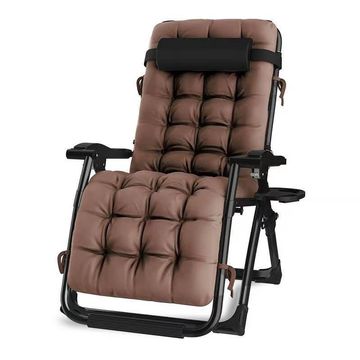 Folding Deck Chair with Cushion-Brown