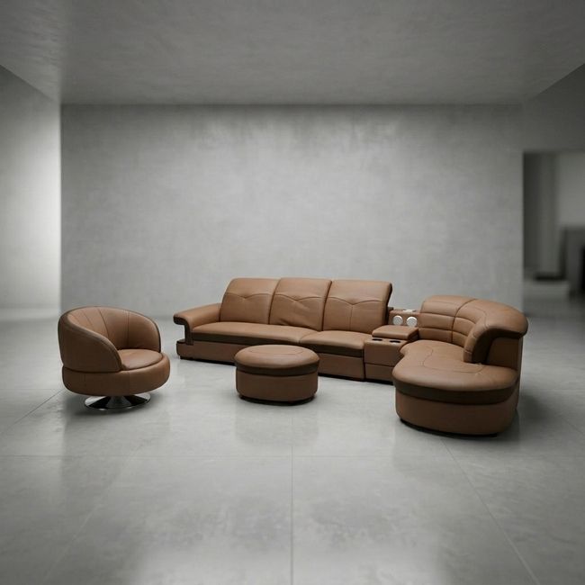 KC FURN -Metro 6-Seater Sofa Set with Swivel Chair