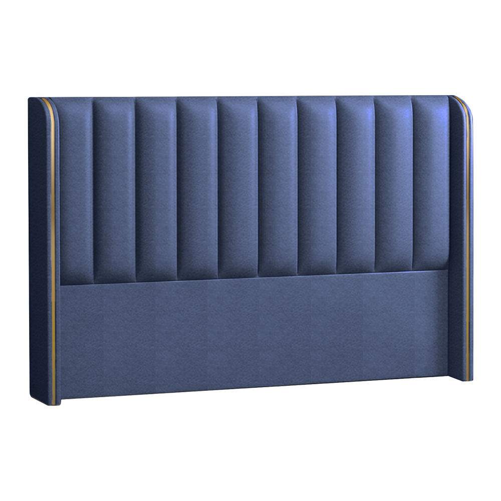 Coralie Upholstered Velvet Wingback Headboard Blue King