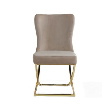 Daniela Velvet Dining Chair-Tan