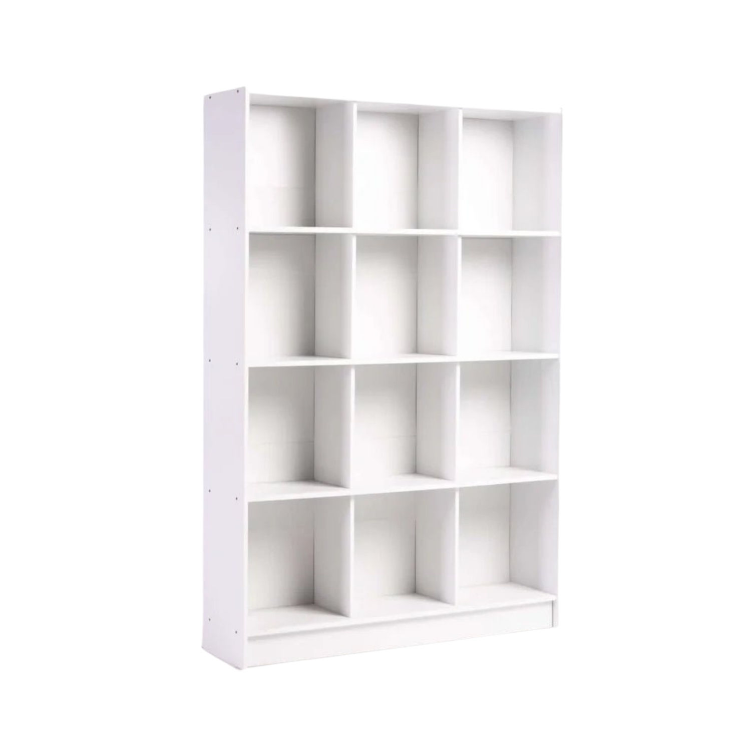 4-Shelf Bookcase with 12 Compartments for Storage - White