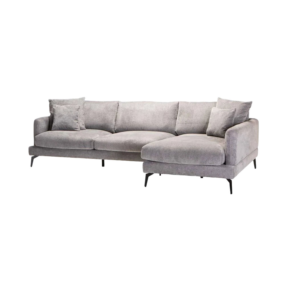 Vividitto - Lenje Fabric Corner Chaise - Grey