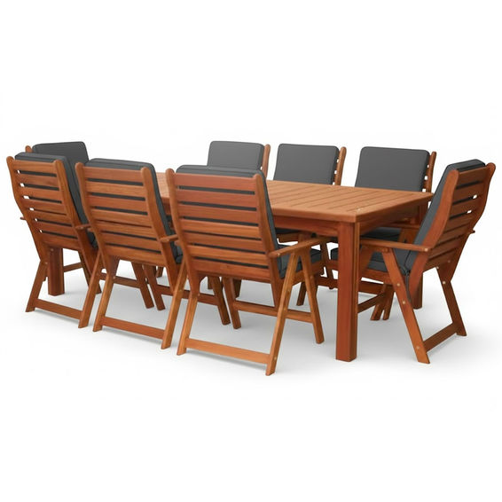 Zambezi Teak Patio Dining Set 8-Seater 2400mm x1 Table x8 Highback ...