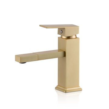 GBB001- Brushed gold short basin mixer